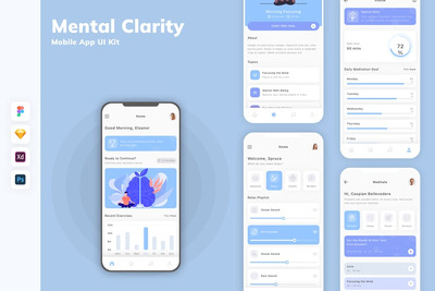 健康管理移动应用App UI Kit (SKETCH,FIG,XD,PSD)