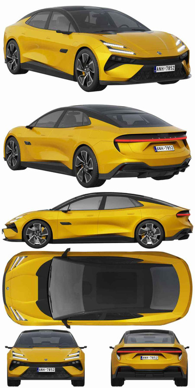 路特斯Lotus Emeya汽车3D模型（OBJ,FBX,MAX）