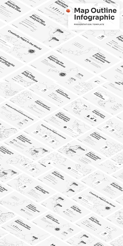 地图轮廓信息图表PPT模版 (PPTX)