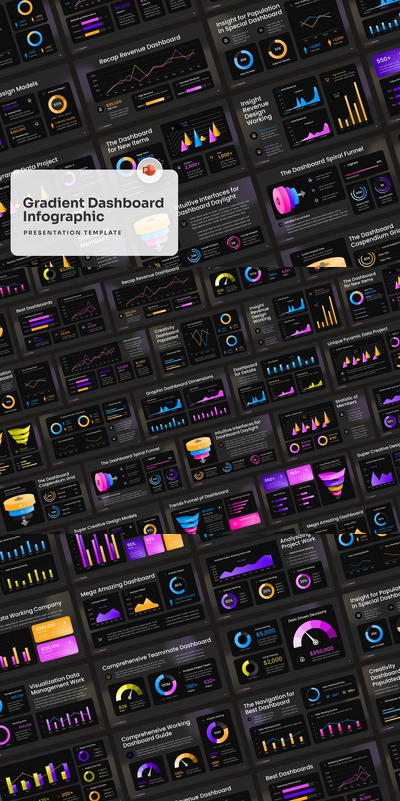 渐变色大数据仪表盘PPT模版 (PPTX)
