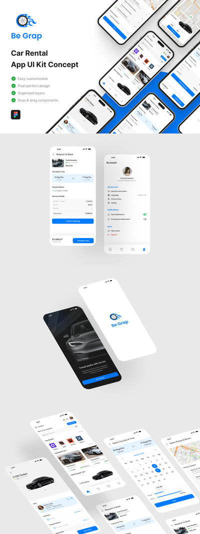 汽车租赁应用 App UI Kit (FIG)