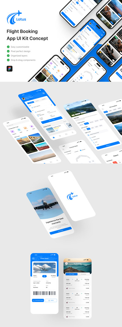 航班预订应用 App UI Kit (FIG)