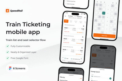 列车列表和座位选择流程 App UI Kit (FIG)
