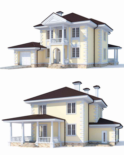 带车库的双层房屋 住宅 建筑3D模型（FBX,MAX）