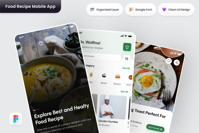 食物食谱移动应用APP UI KIT (FIG)