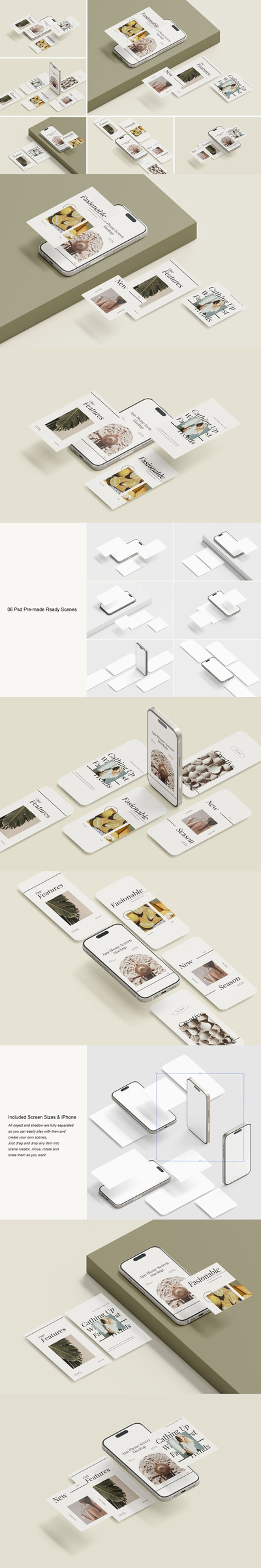 等距应用程序手机屏幕样机 (PSD)