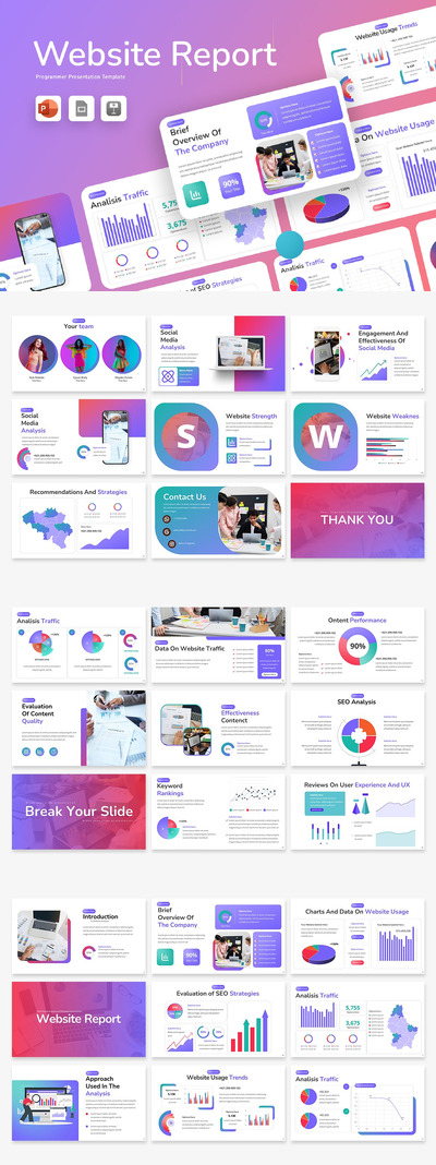 网站报告演示PPT模板 (PPTX)