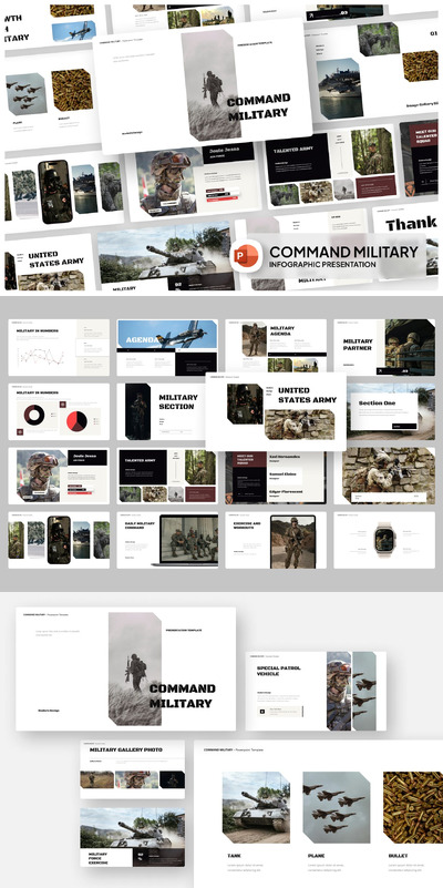 军事指挥PPT模板 (PPTX)