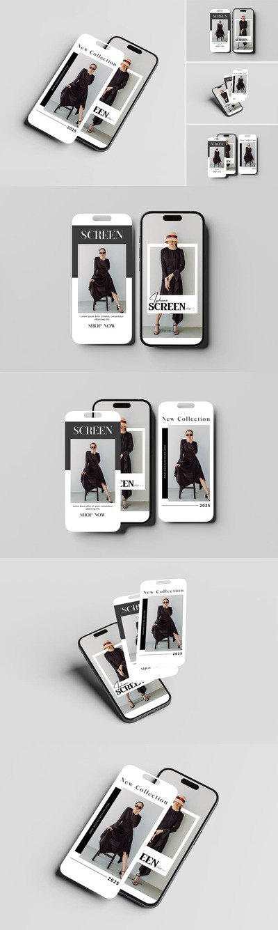 iPhone 屏幕手机样机 (PSD,PDF)