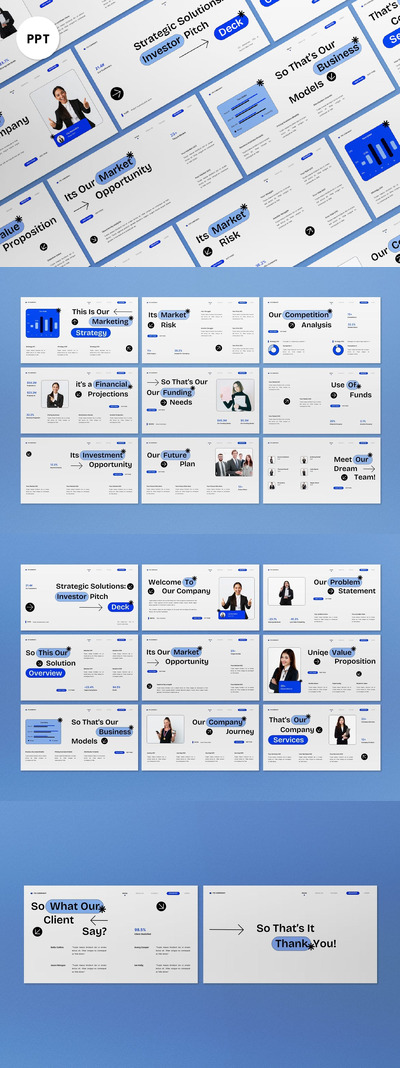 白蓝现代投资者宣传材料PPT模板 (PPT)