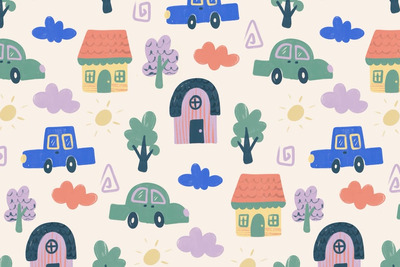 汽车屋儿童无缝模式 (JPG,PNG,PSD)