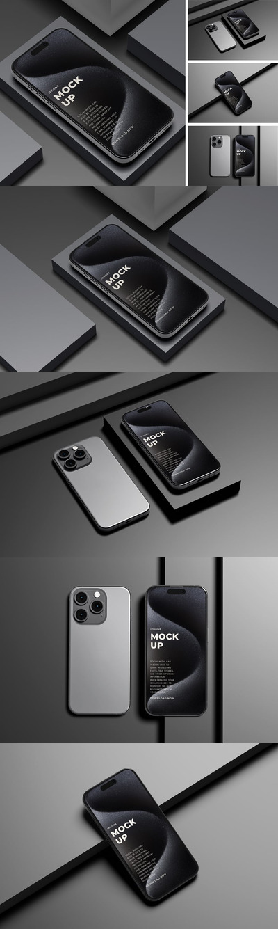 iPhone 15 Pro Max 手机样机 (PSD)