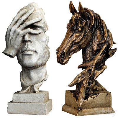 人脸和马头雕像3D模型（OBJ,MAX）