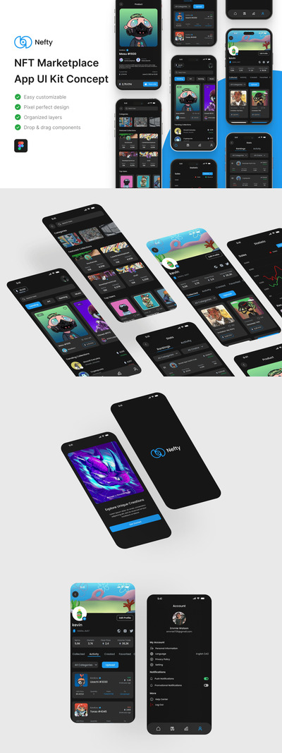 NFT 市场应用 APP UI Kit (FIG)