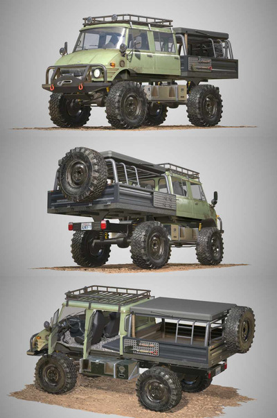 1976奔驰Mercedes-Benz Unimog 416 Doka多卡 卡车3D模型（OBJ,FBX,MAX）