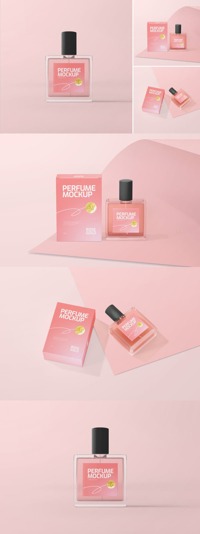 粉红色香水样机 (PSD)