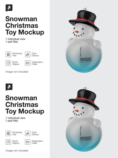 有光泽的圣诞雪人玩具样机 (PSD)