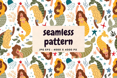 与 美人鱼 的图案 (EPS,JPG)