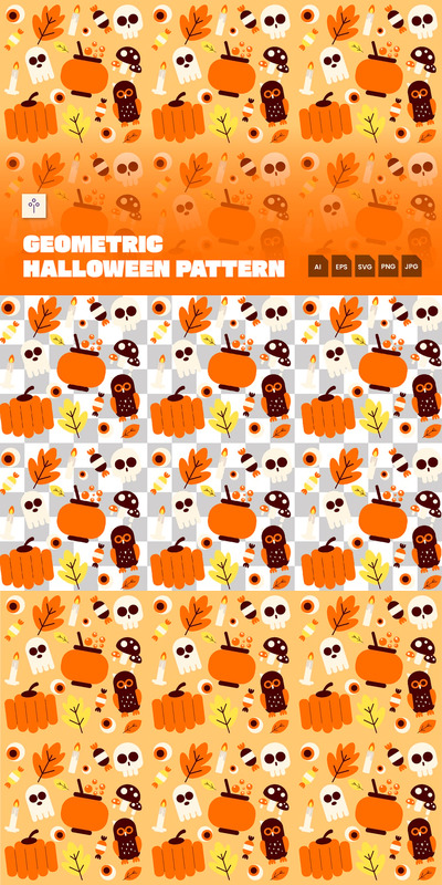 🎃 万圣节几何图案 003 (AI,EPS,SVG,JPG,PNG)