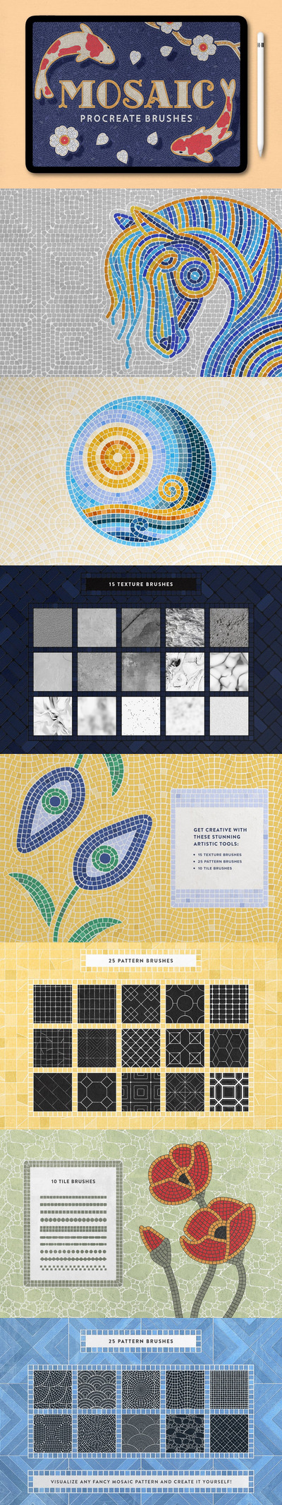 马赛克瓷砖Procreate画笔 (BRUSHSET)