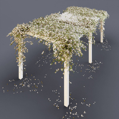 爬满开花植物的凉亭3D模型（FBX,MAX）