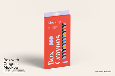 带蜡笔样机的盒子 (PSD)
