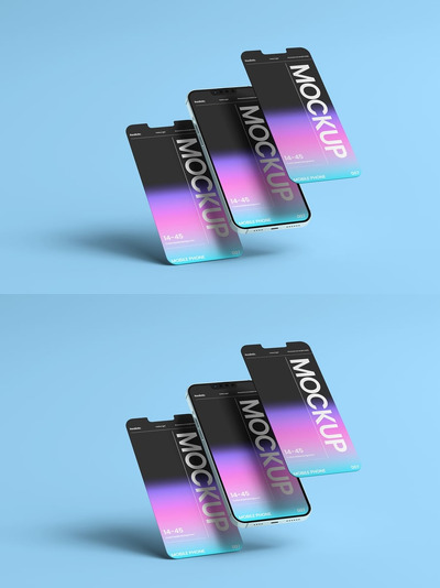 浮动手机屏幕样机设计 (PSD)