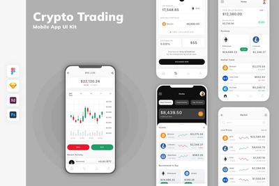 加密货币交易移动应用 APP UI KIT (SKETCH,FIG,XD,PSD)