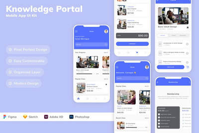 知识门户移动应用 APP UI KIT (SKETCH,FIG,XD,PSD)