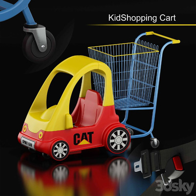 带儿童座椅的超市购物车3D模型（OBJ,MAX）