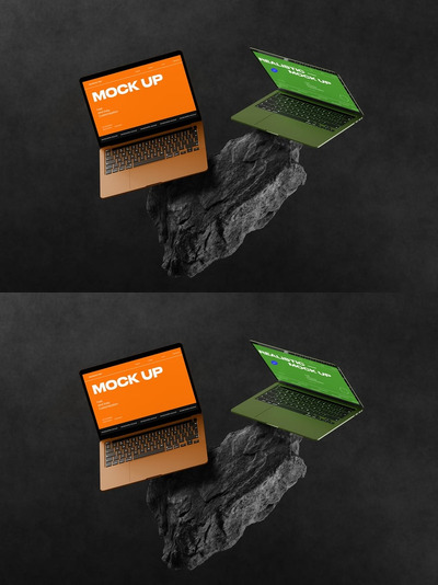 浮动双笔记本电脑演示样机设计 (PSD)