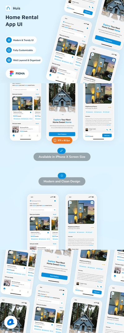 房屋租赁应用 APP UI KIT (FIG)