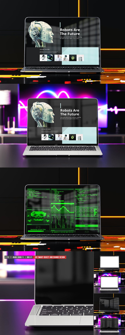 笔记本电脑屏幕场景样机（PSD）