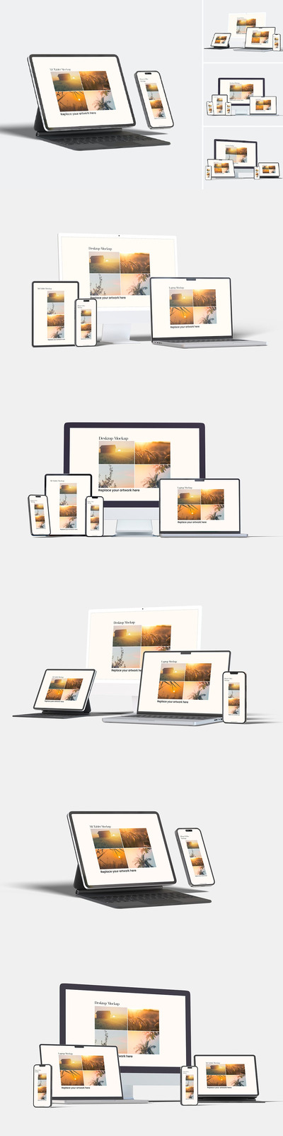 多设备手机逼真样机（PSD、PDF）