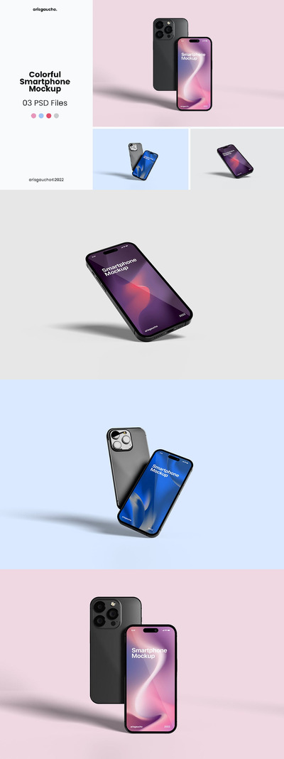 彩色智能手机样机（PSD）