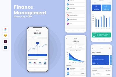 财务管理移动应用APP UI KIT (SKETCH,FIG,XD,PSD)