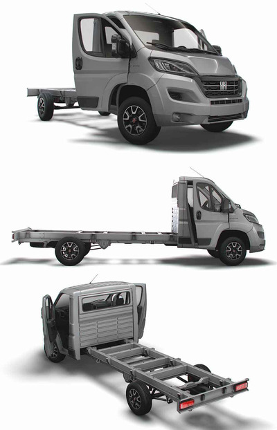 带内饰的2023 Fiat Ducato Chassis SCab 4035WBXL卡车3D模型（OBJ,FBX,MAX,LWO,C4D）