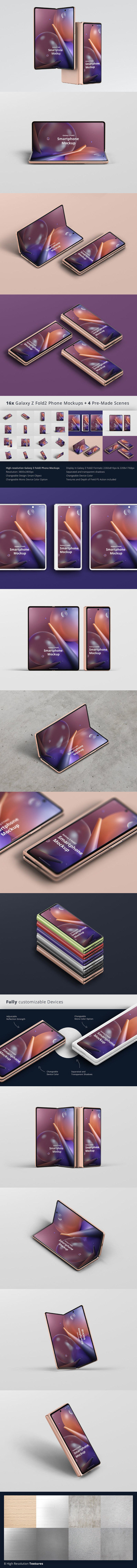 折叠屏手机样机 Galaxy Z Fold2 (PSD,JPG,PDF)