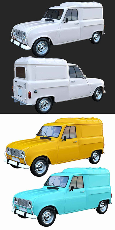 雷诺Renault R4 F4经济型掀背车 汽车3D模型（OBJ,MAX）