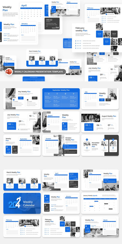 每周日历推介演示PPT模版 (PPTX)