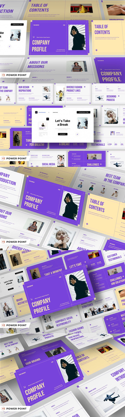 紫色奶油灰色现代风格公司简介PPT模版 (PPT,PPTX)