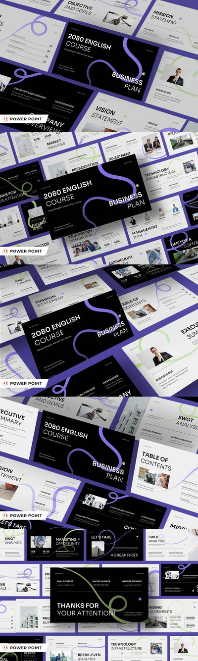 黑紫绿现代创意商业商业计划PPT模版 (PPT,PPTX)