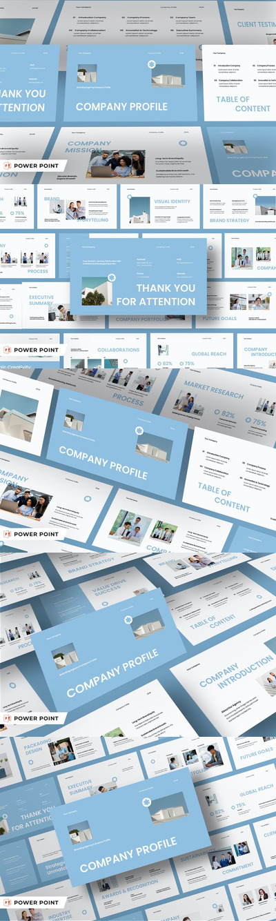 灰蓝公司简介品牌PPT模版 (PPT,PPTX)