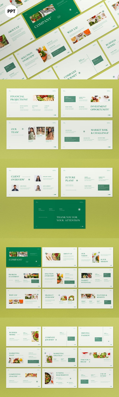 绿色极简Pitch Deck演示文稿PPT模版 (PPT)