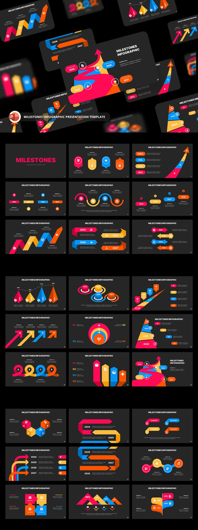 里程碑信息图表演示PPT模版 (PPTX)