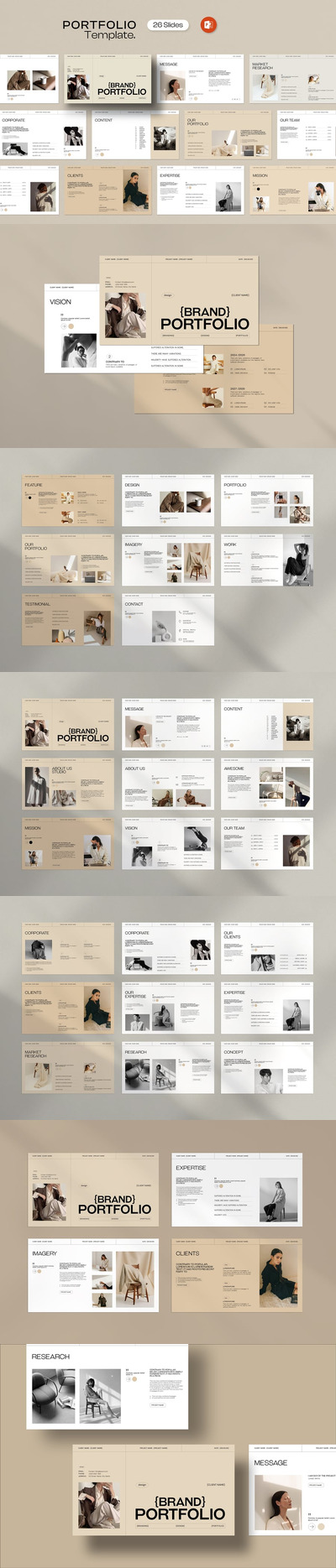 作品展示组合 PPT模版 (PPTX)