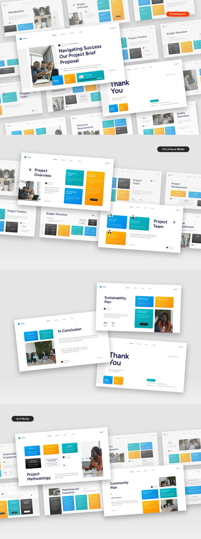 白色现代多彩公司项目建议书PPT模版 (PPTX,PPT)