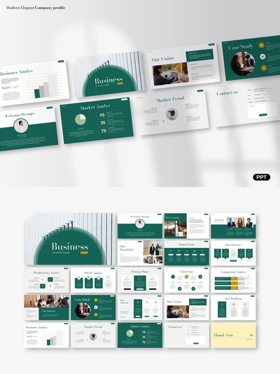 现代优雅的公司简介PPT模版 (PPTX)