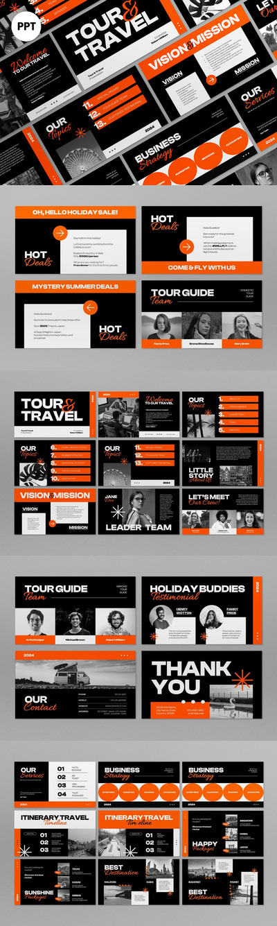 橙色大胆哥特式旅行社介绍PPT模版 (PPT,PPTX)