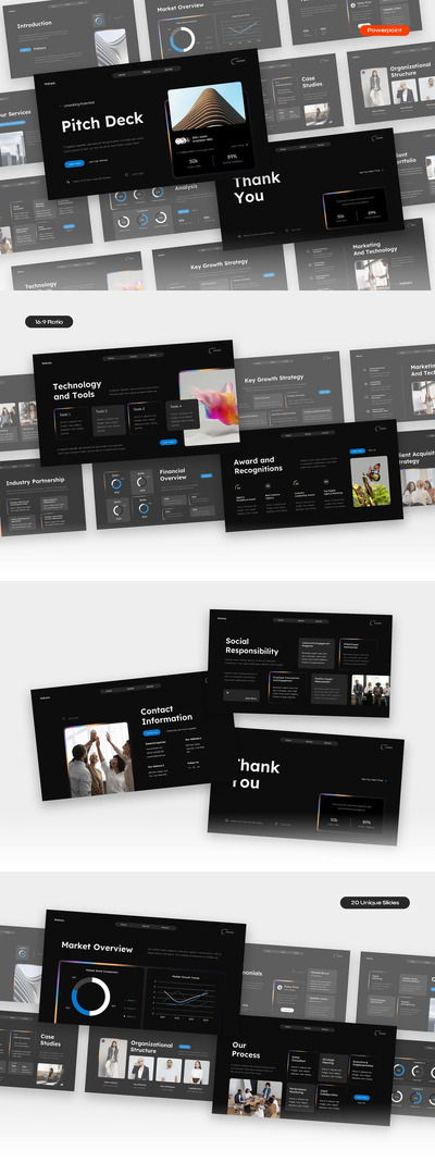 黑色多彩优雅商业机构宣传PPT模版 (PPTX,PPT)